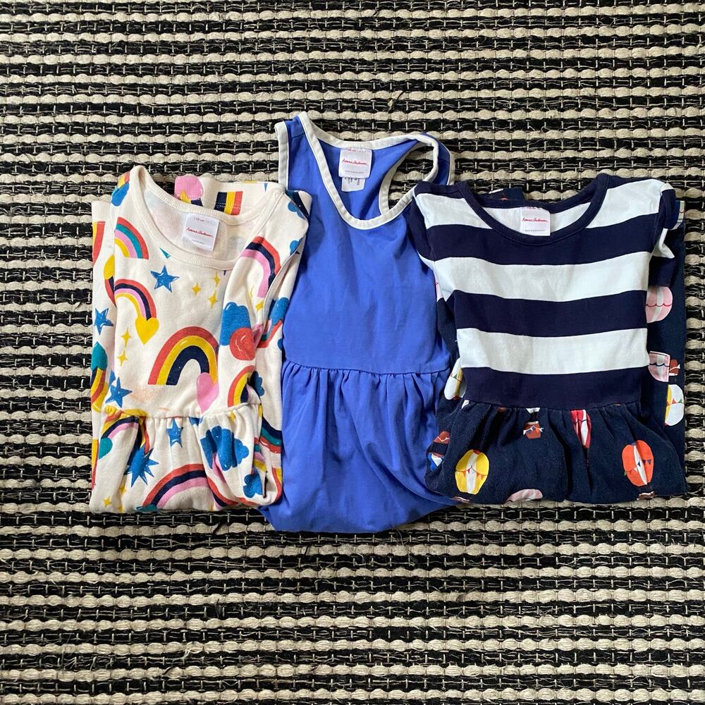 🌿Girls 3P Hanna Andersson Printed Colorful Tank Shirt Dress Bundle 5-7Y